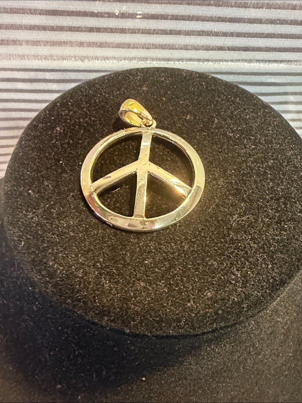 Gold Peace Sign Pendant Necklace - Classic Gold Finish W/ makers, mark
